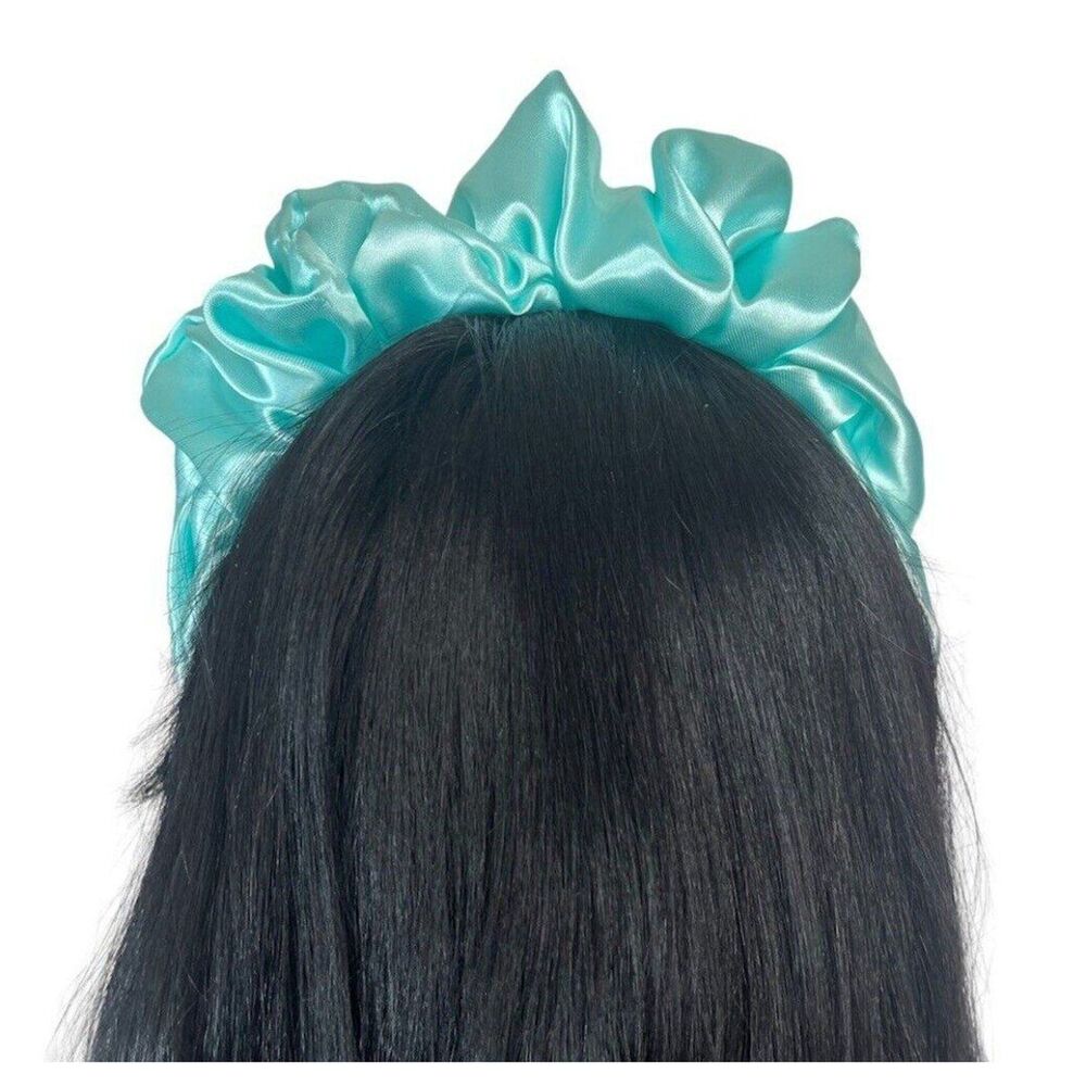 Blue Satin Headband wrap scrunched For Women’s And Girls Pleated design - Picture 6 of 12